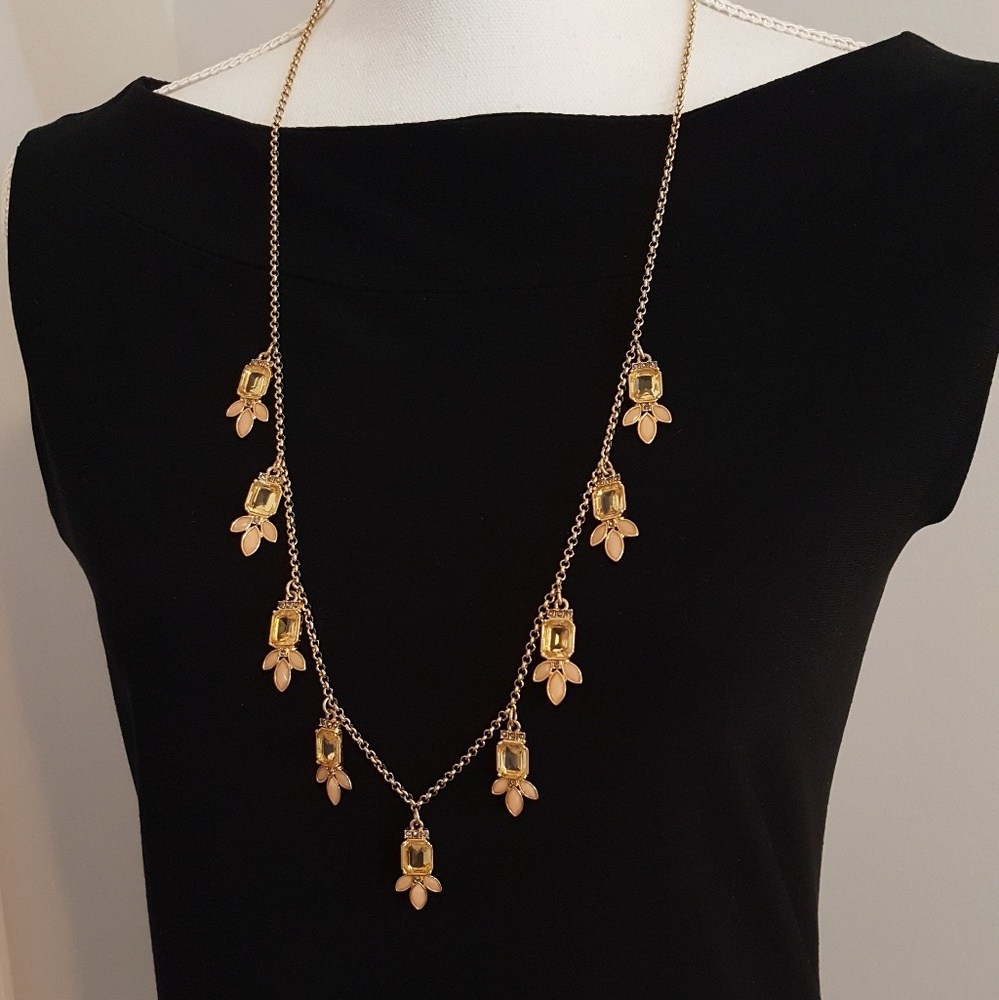 Ann Taylor Gold Tone Necklace with Crystals